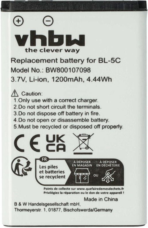 Vhbw - 1x Akku kompatibel mit avm FritzFon X6, FritzFon C6 dect, FritzFon C6 schnurlos Festnetz Telefon (1200 mAh, 3,7 v...