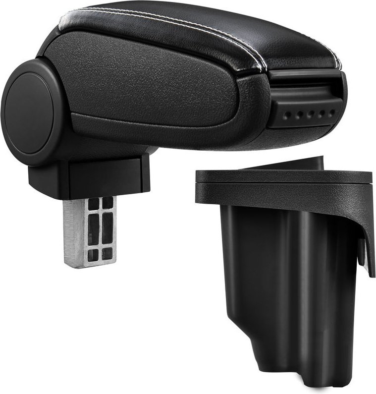 Pro.tec - Mittelarmlehne bmw E46 mit Staufach Kunstleder Schwarz weiße Nähten