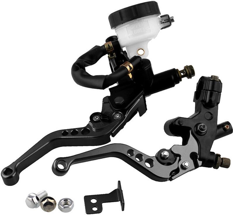 7/8" Motorrad-Bremskupplungshebel Hauptbremszylinder Reservoir Set Universal Einstellbar, Schwarz