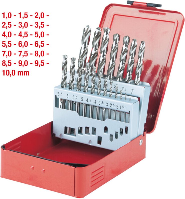 Ks Tools hss-g Spiralbohrer-Satz, Stahlblechkassette, 19-tlg 1-10mm - 330.2610