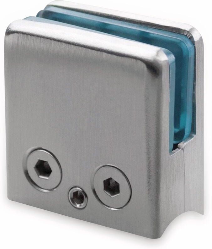 Glashalter, Edelstahl, 45x45 mm, 8 mm, Rohr