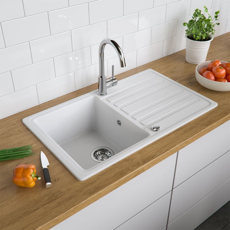 Thumbnail - Spülbecken , Weiß, 76.5 x 46 cm mit Trockenplatz, Bergström