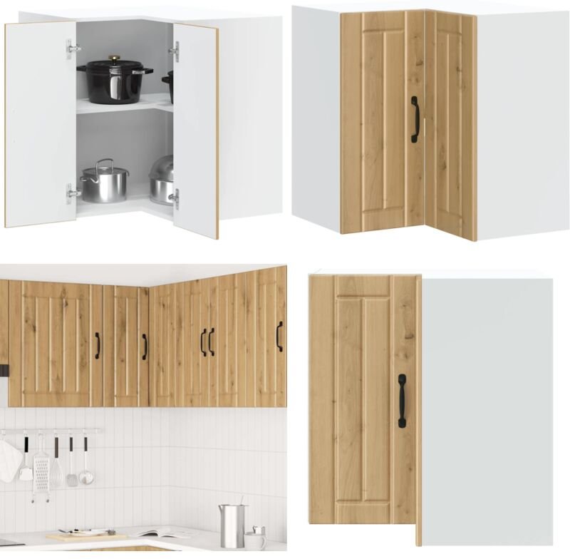 Küchen-Eckhängeschrank Lucca Artisan-Eiche Holzwerkstoff - Vidaxl