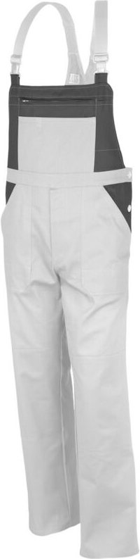 Qualitex Latzhose basic 2-farbig, Größe: 48, Farbe: weiß/grau