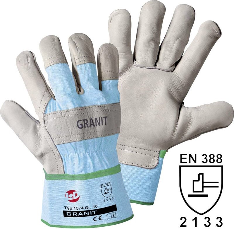 Thumbnail - Leipold Doehle Granit 1574-9 Rindnarbenleder Arbeitshandschuh Größe (Handschuhe): 9, l en 388 cat