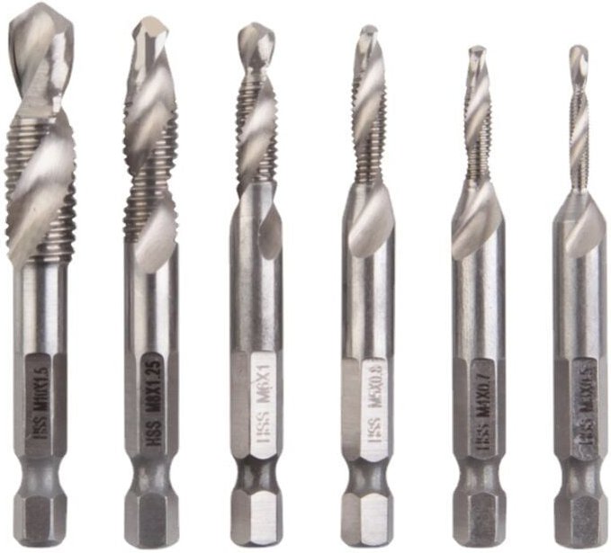 Gotrays - 6 stücke hss Combo Bohrer Sechskantschaft M3-M10 Gewindebohrer Silber