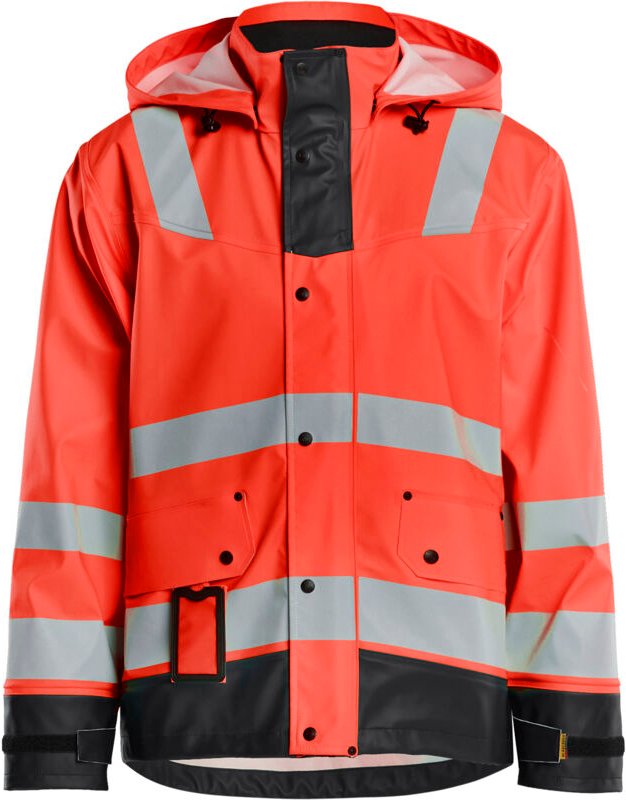 Hochsichtbare Regenjacke Niveau 2 4302 - Neonrot/Schwarz 4XL