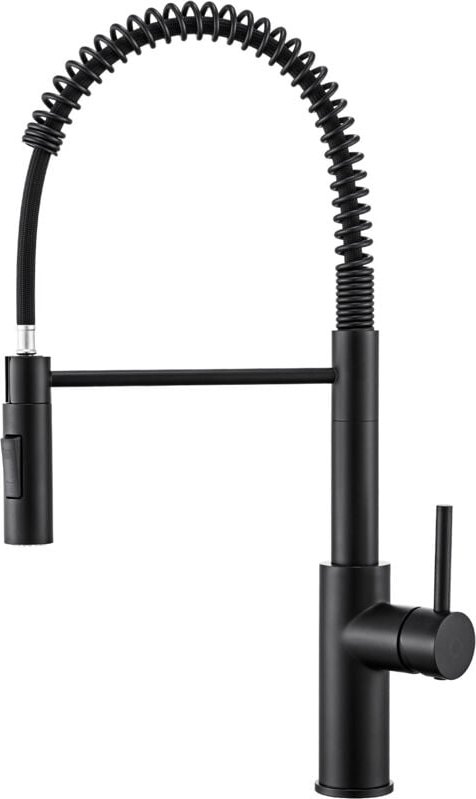 Cecipa Max - Küchenarmatur aus Edelstahl Schwarze Federmischbatterie Um 360 Grad drehbarer Spültischhahn Kommt mit 2 Was...