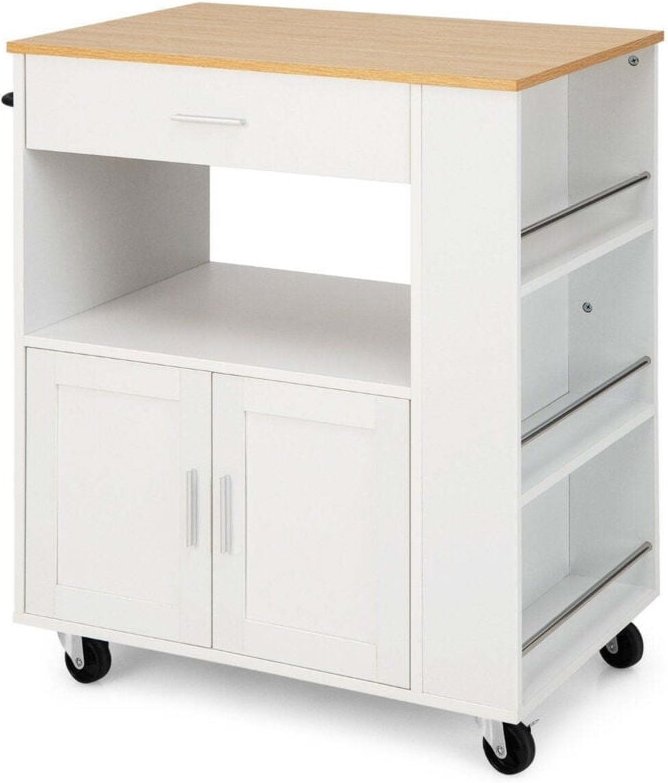 Thumbnail - Northix - Kuchenwagen rollender servierwagen mit 3 gewurzregale 82 x 46 x 92 cm wei