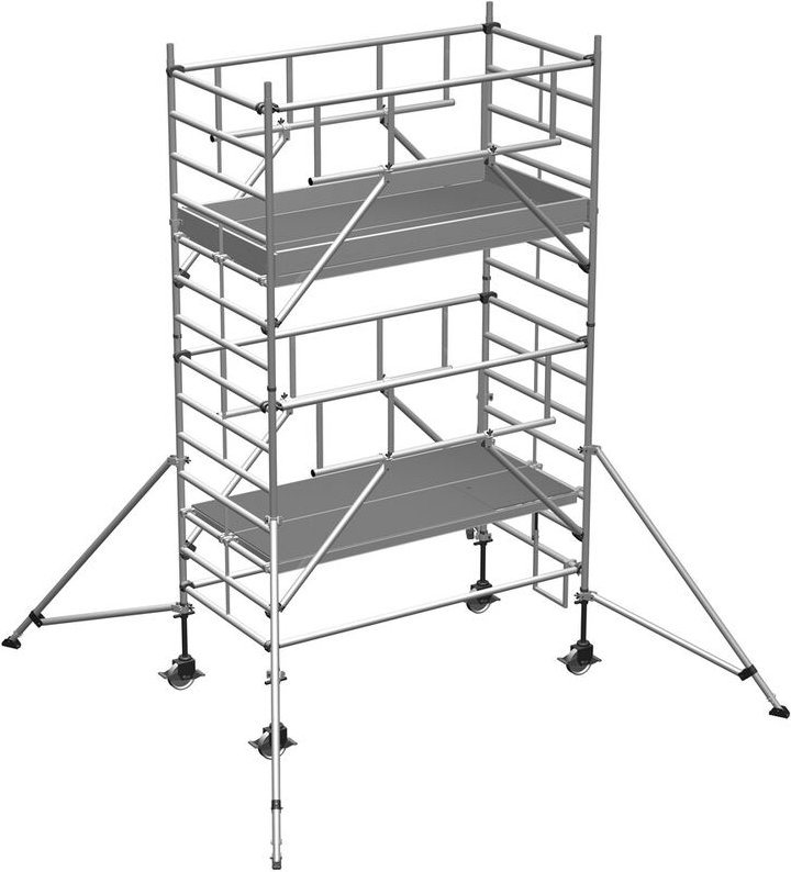Zarges Fahrgerüst MultiTower S-PLUS 2T mit Auslegern, doppelte Plattformbreite 2,50m Plattformlänge 5,30m AH