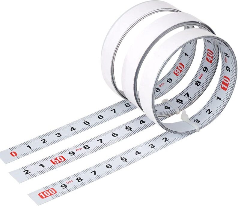 3 Stück selbstklebendes Maßband aus Kohlenstoffstahl, selbstklebendes metrisches Lineal, klebriges Maßstabs-Stahllineal,...