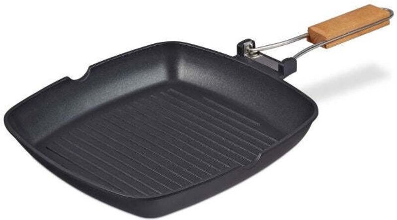 Grill pan with folding handle
