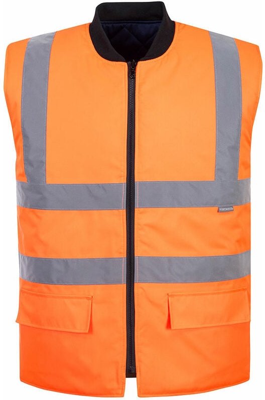 Portwest wasserabweisende, wendbare Warnweste mit Steppfutter Orange S
