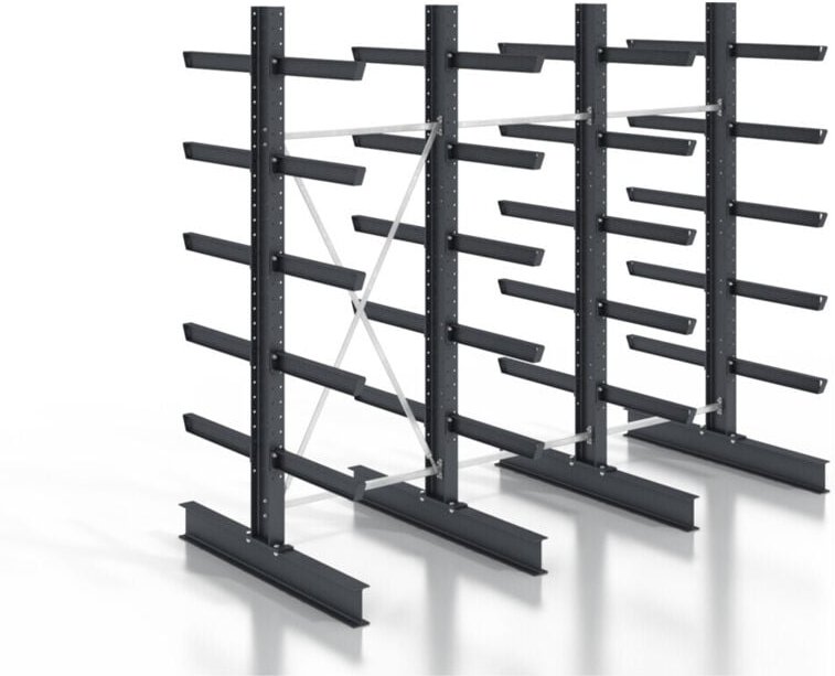 Kragarmregal schraubbar doppelseitig 3 Felder mit 5 Ebenen 3840x3150x800mm - Stier