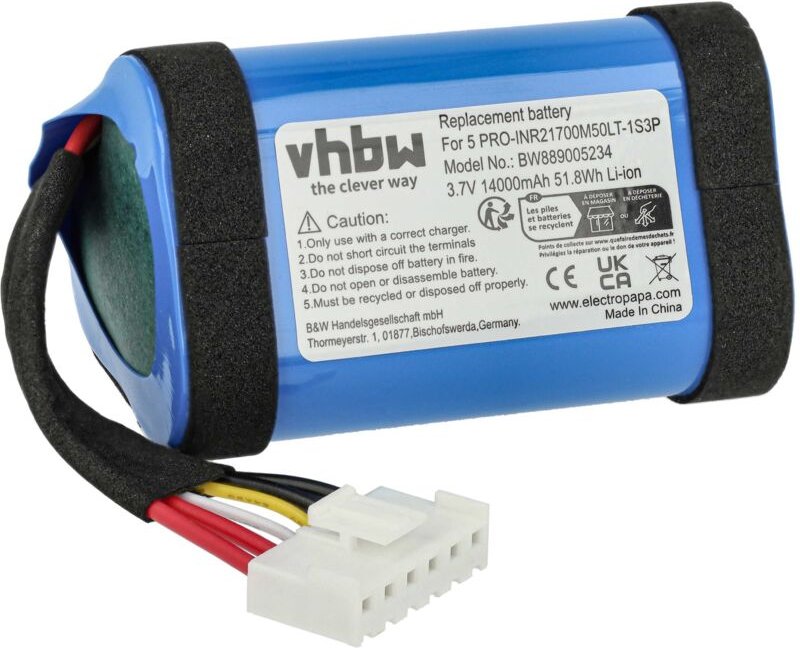 Vhbw - Akku Ersatz für jbl GSP-1S3P-CH4A, 1AA011NA für Lautsprecher Boxen Speaker (1400 mAh, 3,7 v, Li-Ion)