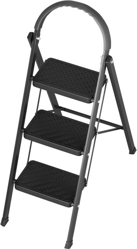 Leiter, 3-stufige, klappbare Fischgrätenleiter, Tragkraft 150 kg, rutschfeste Stufen, dicker Rohrkörper, 55×37×95 cm, sc...