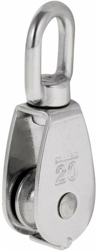 Hochleistungs-Seilrolle mit einer Scheibe und drehbarem Flaschenzugblock aus Edelstahl, maximale Belastung. 35-75 kg - M...