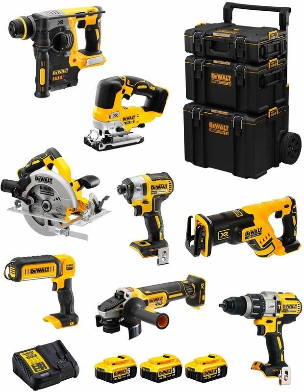 Dewalt - Kit DWK805 (DCD996 + DCH273 + DCG405 + DCF887 + DCS334 + DCS367 + DCS570 + DCL050 + 3 x 5,0 Ah + DCB115 + 3en1 ...