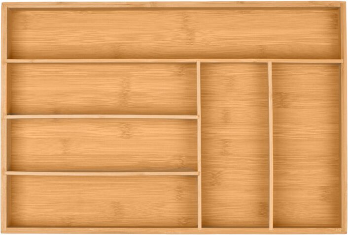 Relaxdays - Besteckkasten, 6 Fächer, Bambus, Schubladenkasten klein, Besteck & Küchenutensilien, hbt: 5x44,5x30 cm, natu...