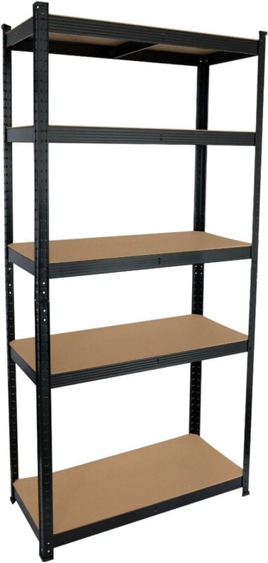 Modulares Metallregal mit 5 Böden 875kg Schwarz 90x40x180cm 7house