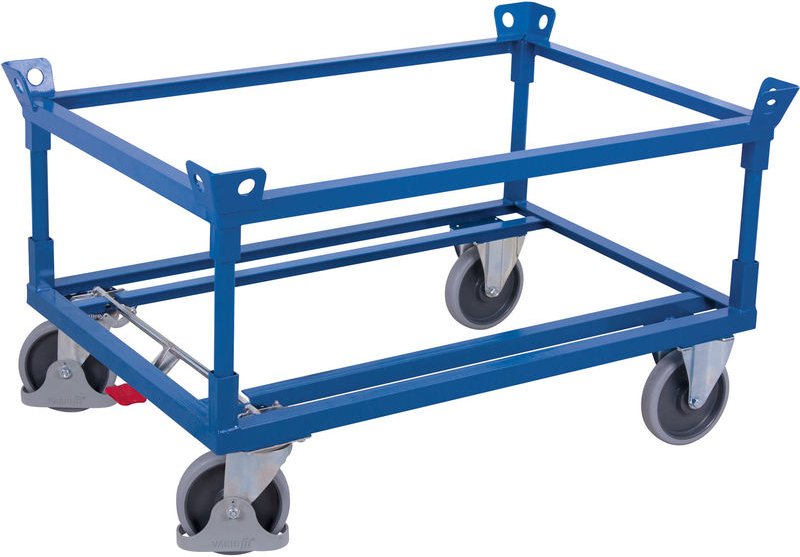 VARIOfit Palettenfahrgestell Gummibereifung für Gitterboxen/Europaletten mit 2 Winkelrahmen 1010x810mm