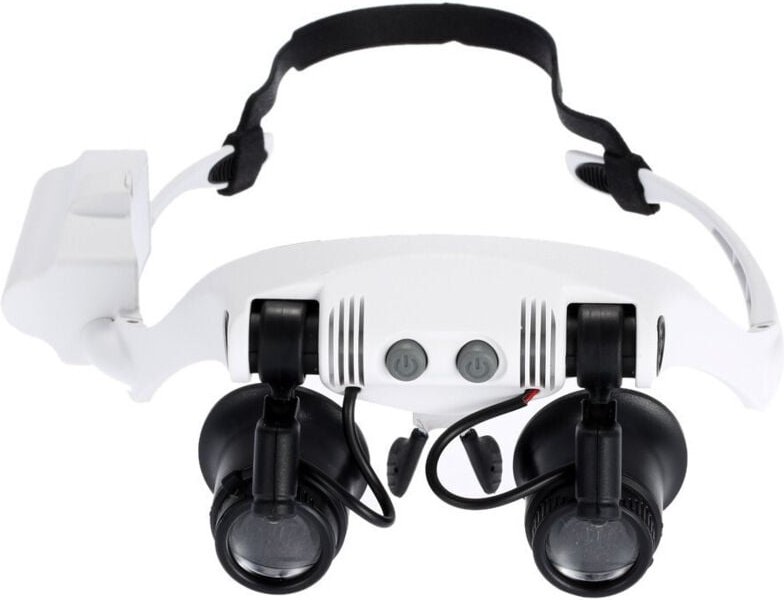 Trade Shop - VISIERBRILLE VERGRÖSSERUNGSLINSE PRÄZISION MIT 2 LED 4 LINSEN LICHT 9892GJ-3A -