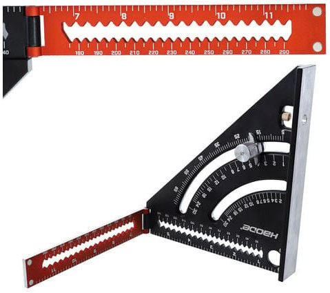 SNQ - Zimmermannswinkel, Metall, Aluminium, klappbares Dreieckslineal, Kombinationswinkel, 317 mm, Multifunktions-Dreiec...
