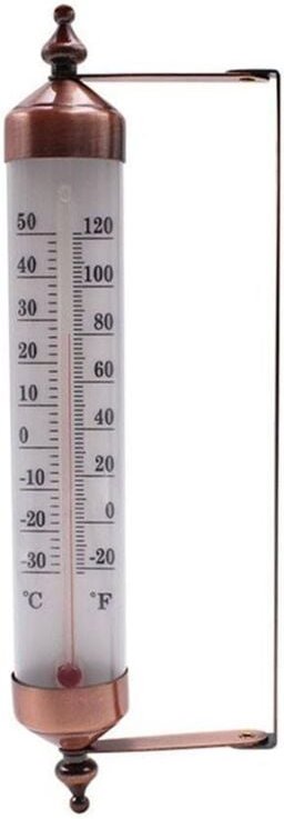 Außenthermometer mit Manometer, Bronze-Effekt – Stilvolles Gartenthermometer für den Außenbereich, geeignet für Außentem...