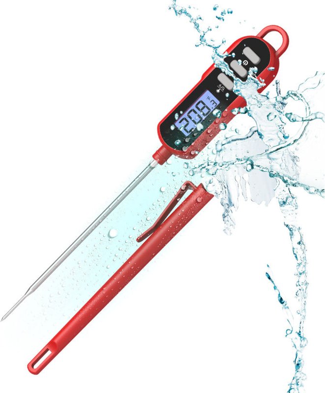 Linghhang - Küchenthermometer, sofort ablesbares Küchenthermometer mit langer Sonde und LCD-Display, IPX6 wasserdicht zu...