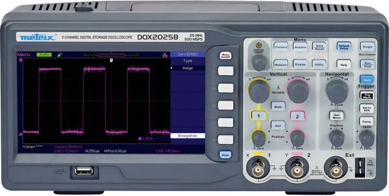 Thumbnail - Dox 2025B Digital-Oszilloskop 20 MHz 2-Kanal 500 MSa/s 32 kpts 8 Bit Digital-Speicher (dso) - Metrix