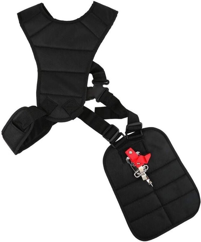 Robustes, gepolstertes schwarzes Geschirr mit Doppelleine aus Nylon für Freischneider und Trimmer