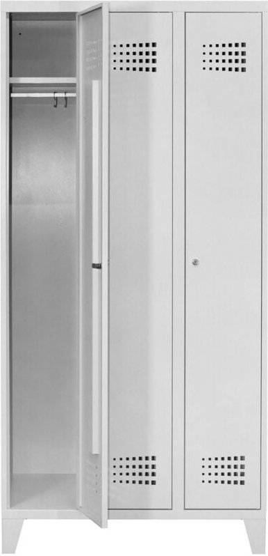 STIER Garderobenspind Premium mit Füßen 3 Abteile Zylinderschloss lichtgrau