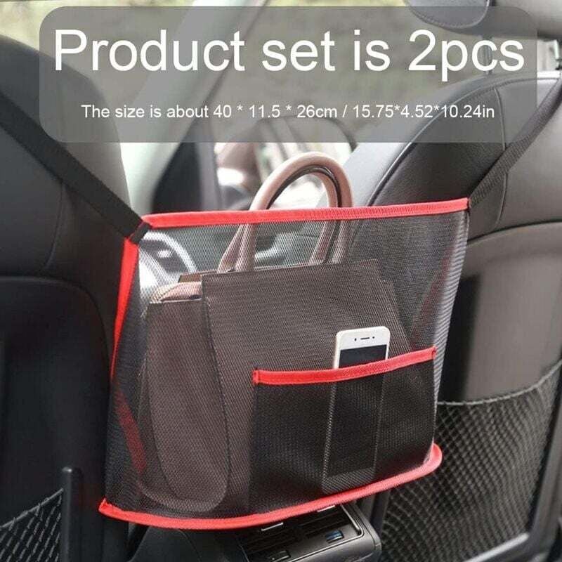 Thumbnail - YMYNY 2 Stück Auto-Netztasche, Handtaschenhalter, Auto-Netztasche, Handtaschenhalter, Autositz-Rückenlehne, Aufbewahrung...