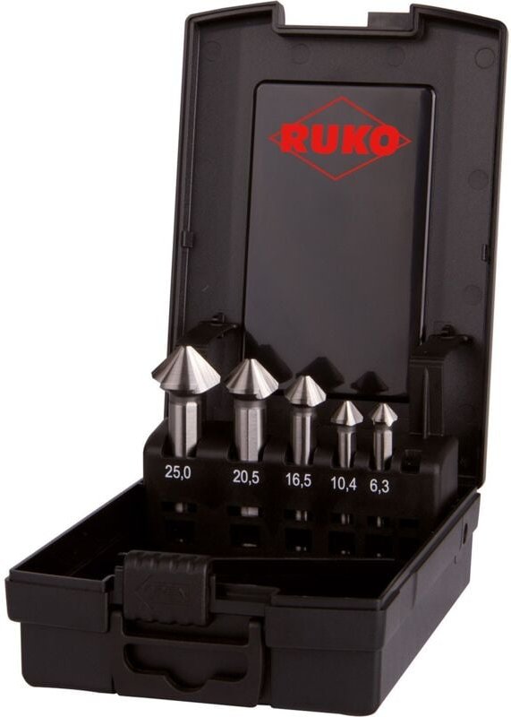 Ultimatecut Kegel- und Entgratsenker-Satz din 335 Form c 90° hss in Kunststoffkassette - 5 tlg. - 102791RO - Ruko