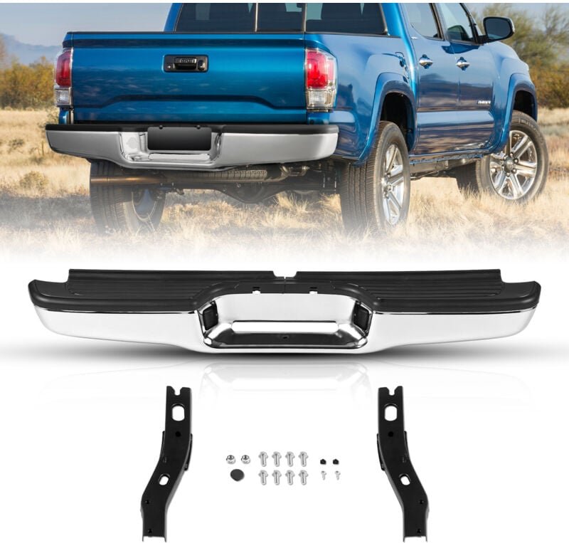 Heckstoßstange, Kompatibel mit 1995-2004-Toyota Tacoma, Chromstahl-Heckstoßstange, Montage-Ersatz-Heckstoßstange mit Ken...