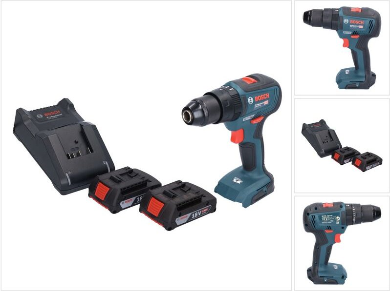 Bosch GSB 18V-55 Professional Akku Schlagbohrschrauber 18 V 55 Nm Brushless + 2x Akku 2,0 Ah + Ladegerät