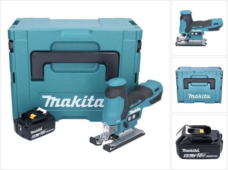 Djv 185 G1J Akku Pendelhubstichsäge 18 v Brushless + 1x Akku 6,0 Ah + Makpac - ohne Ladegerät - Makita