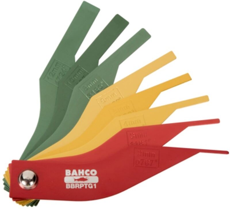 Bahco Bremsbelag-Fühlerlehre, 8 Lehren, 2-12 mm, metrisch+zöllisch