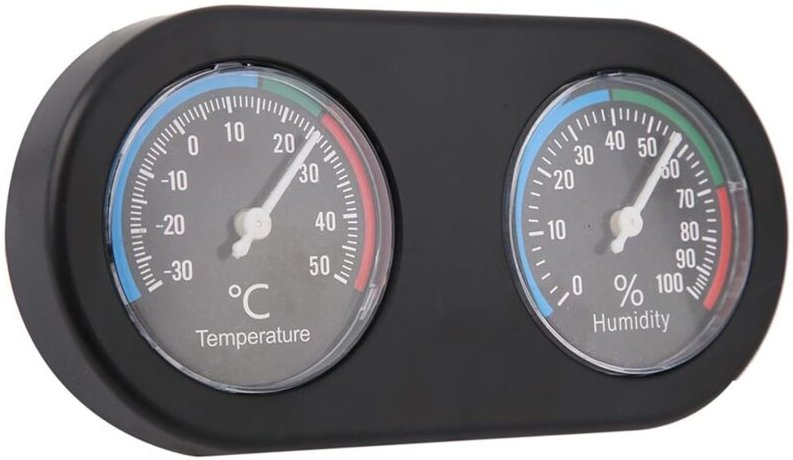 Thermometer und Feuchtigkeitsmesser für Reptilien, Mini-Analog-Temperatur-Hygrometer, rundes Thermometer-Hygrometer für ...