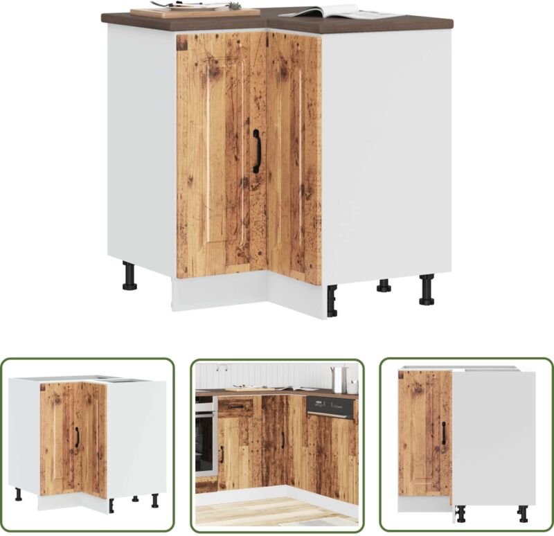 The Living Store - vidaXL Küchen-Eckunterschrank Kalmar Altholz-Optik Holzwerkstoff