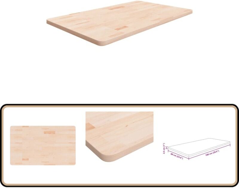 Waschtischplatte 100x60x2,5 cm Massivholz Unbehandelt - Waschtischplatte - Eichenholz Platte - Badezimmersanierung - Arb...