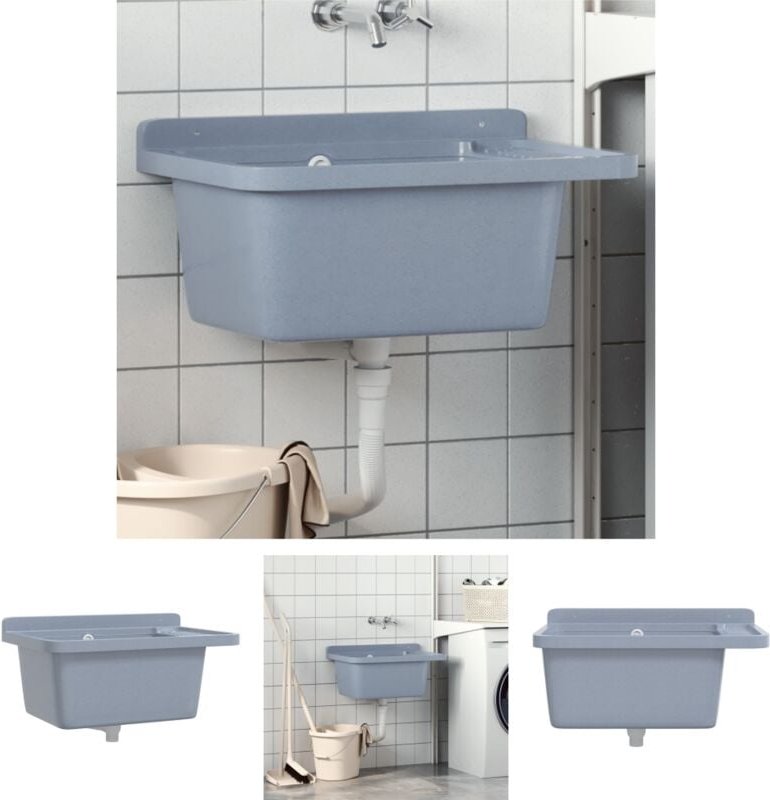 The Living Store - Ausgussbecken Wandmontage Grau 60x40x28 cm Harz - Küchenspülen & Spülbecken - Grau