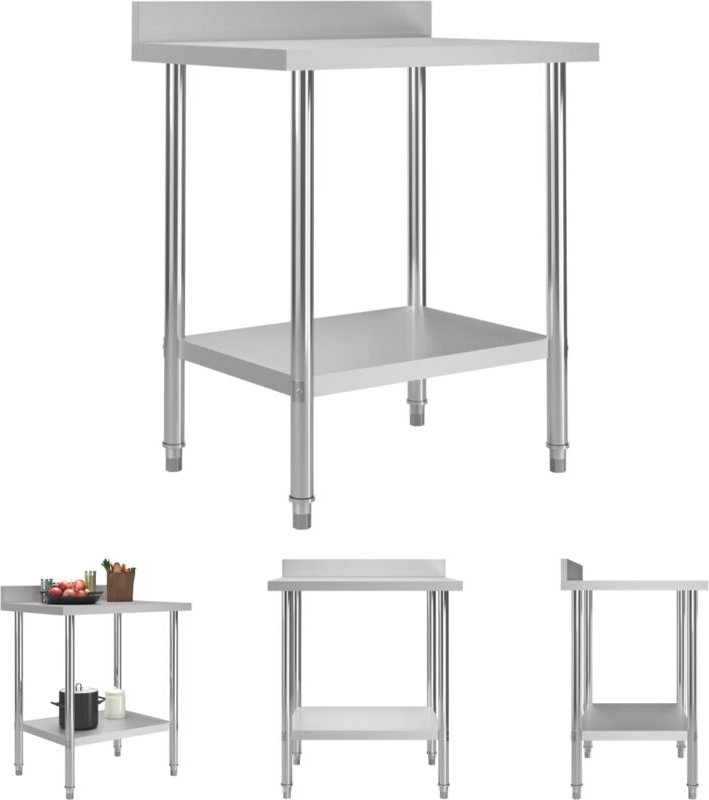 Maison Chic - The Living Store Küchen-Arbeitstisch mit Aufkantung 80 x 60 x 93 cm Edelstahl - Gastronomie