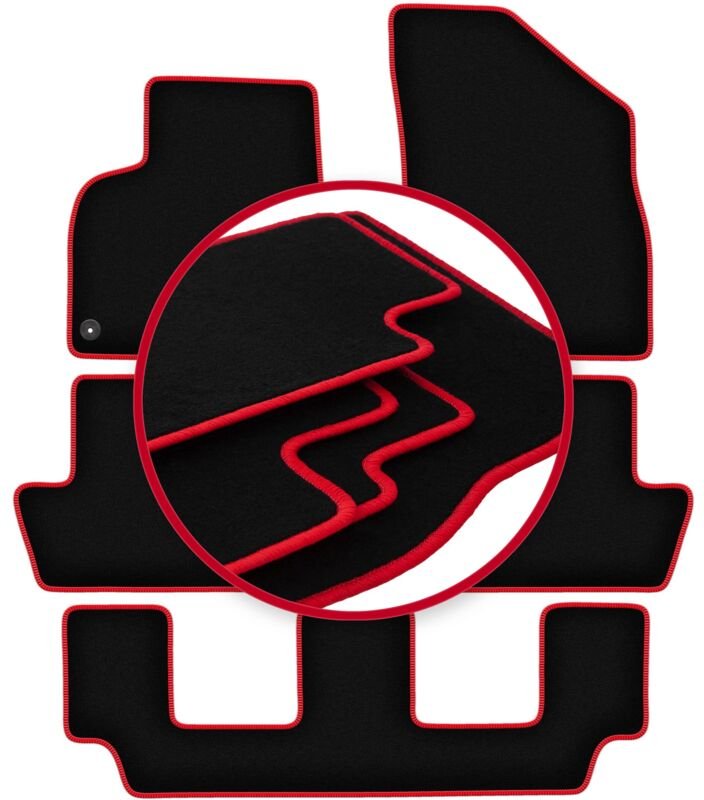 CARLUX-RED Auto-Fußmatten für: Peugeot 5008 I 7 Personen (2009-2017)