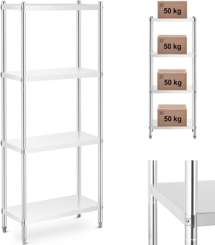 Royal Catering - Edelstahlregal 70x40x180 cm Küchenregal Gastroregal Schwerlastregal Lagerregal