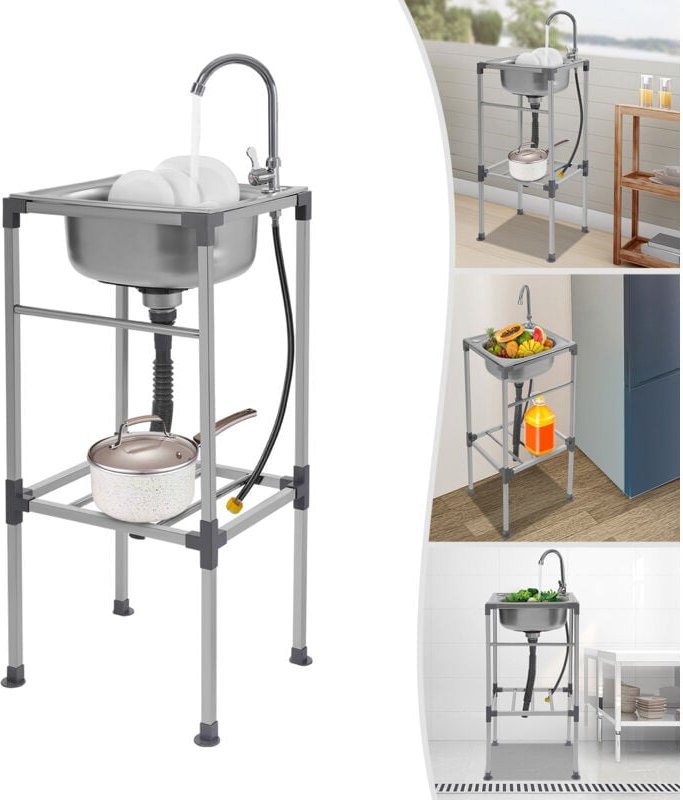 38x33x83cm Aufsatzspüle aus Edelstahl, Aufsatzwaschbecken, Spüle aus Edelstahl, gewerbliche Spüle mit Kaltwasserhahn