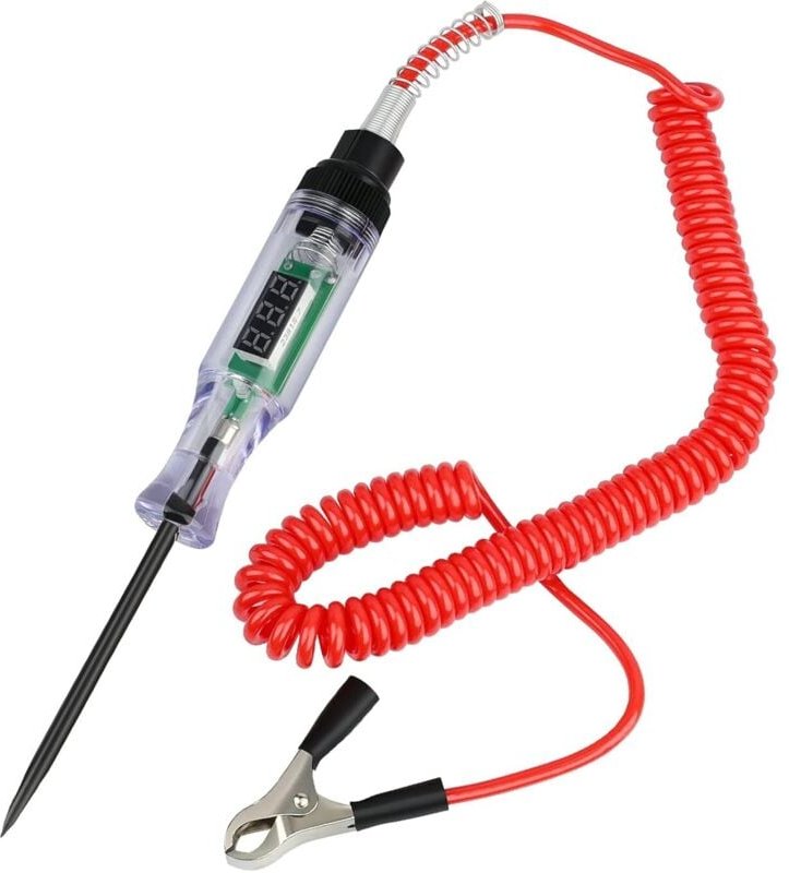 Kfz-DC 6 V 12 V 24 V Elektrischer Tester, Stiftspannungstester mit LCD-Display, Federdraht, Krokodilklemme, isoliertem G...