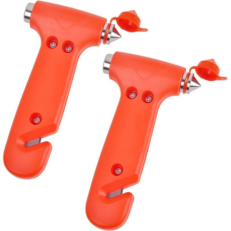 2er-Pack Notfall-Sicherheitsgurtschneider und Fensterbrecherhammer, doppelköpfiger Notfallhammer, Rettungswerkzeug, Sich...