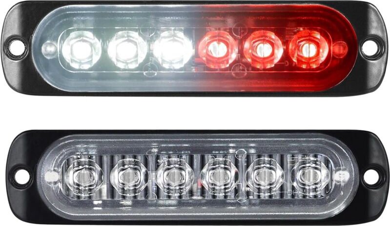 Stücke Rot + Weiß 6 LED Notfall-Blitzlichter Warnblinkleuchte für Fahrzeug-LKW-Anhänger 12V-24V