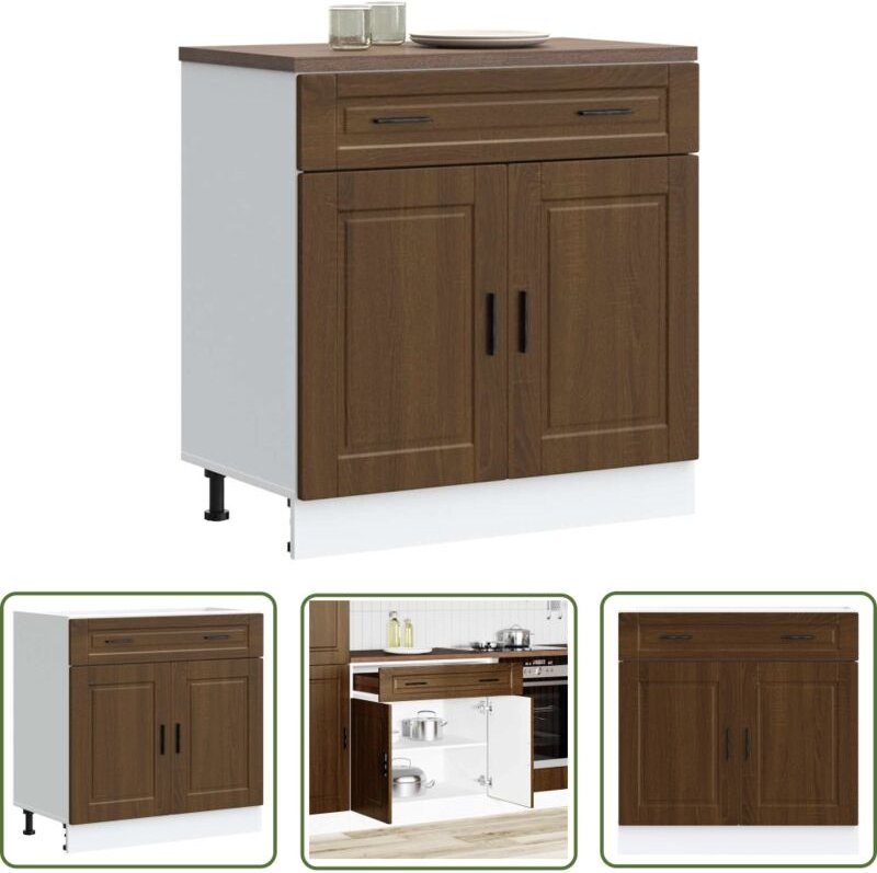 The Living Store - vidaXL Küchenunterschrank Porto Braun Eichen-Optik Holzwerkstoff